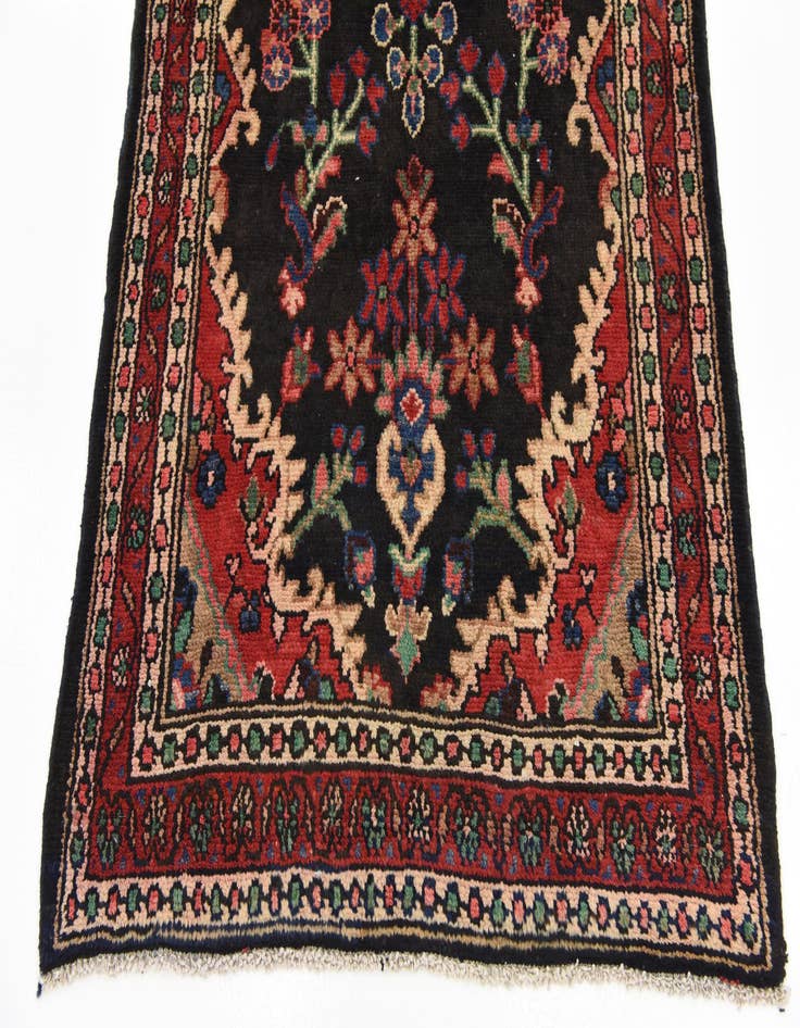 Detail image of  3' 7 x 9' 10  Hand Knotted Hamedan Persian Wool Runner Rug