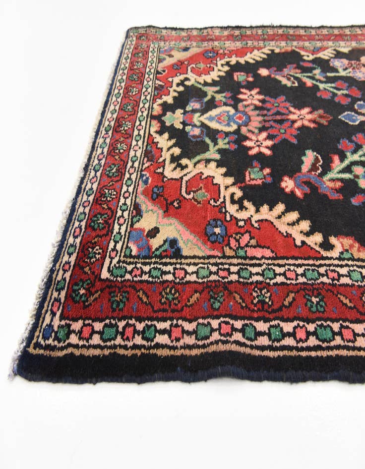 Detail image of  3' 7 x 9' 10  Hand Knotted Hamedan Persian Wool Runner Rug