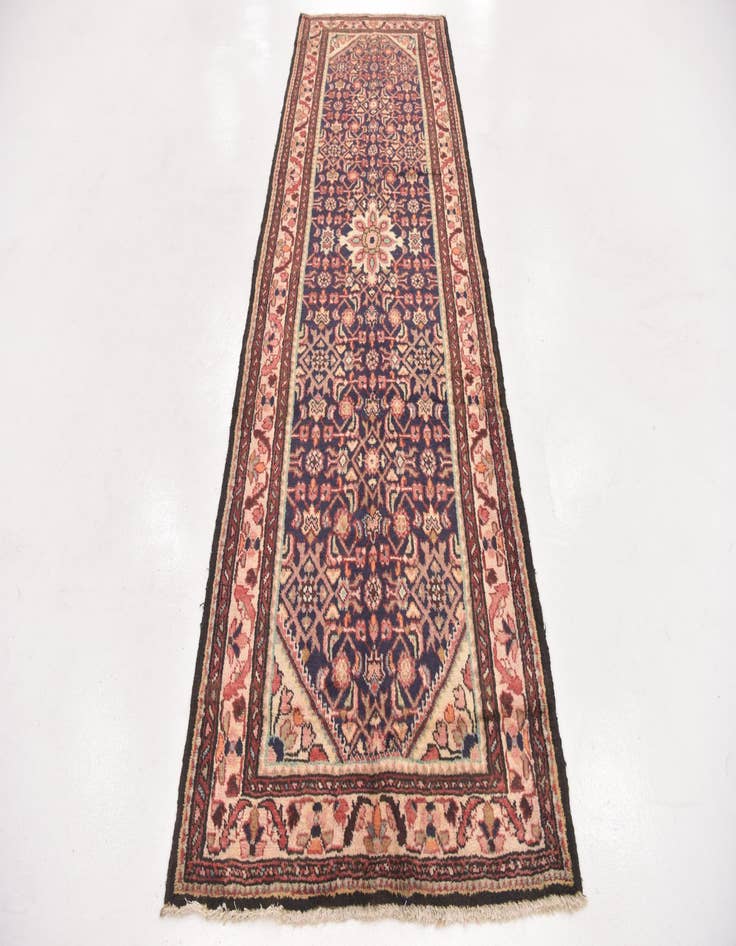 Detail image of  3' 7 x 10' 8  Hand Knotted Hamedan Persian Wool Runner Rug