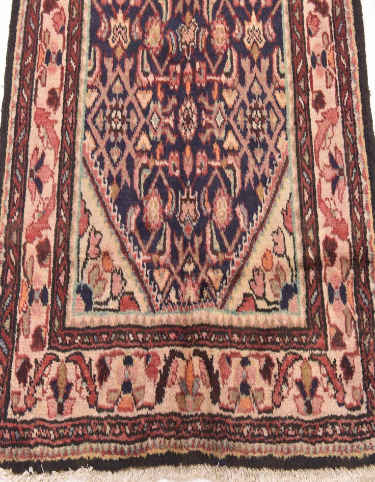 Detail image of  3' 7 x 10' 8  Hand Knotted Hamedan Persian Wool Runner Rug