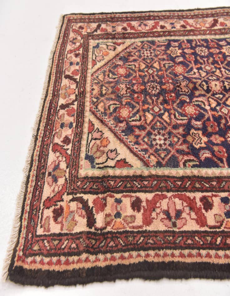 Detail image of  3' 7 x 10' 8  Hand Knotted Hamedan Persian Wool Runner Rug