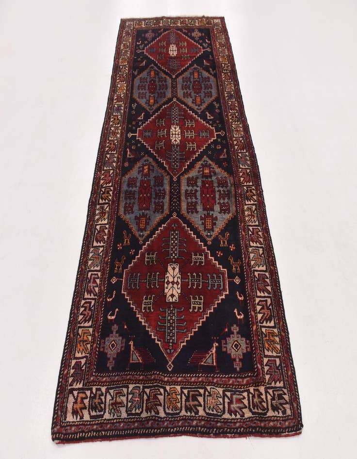 Detail image of  4' 6 x 9' 3  Hand Knotted Hamedan Persian Wool Runner Rug