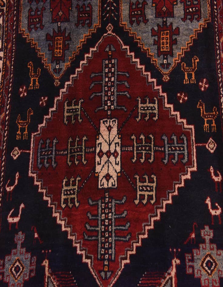 Detail image of  4' 6 x 9' 3  Hand Knotted Hamedan Persian Wool Runner Rug