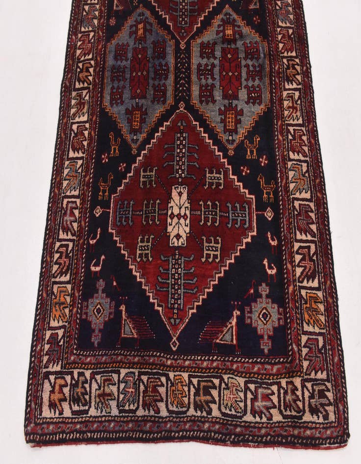 Detail image of  4' 6 x 9' 3  Hand Knotted Hamedan Persian Wool Runner Rug