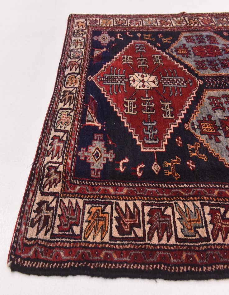 Detail image of  4' 6 x 9' 3  Hand Knotted Hamedan Persian Wool Runner Rug
