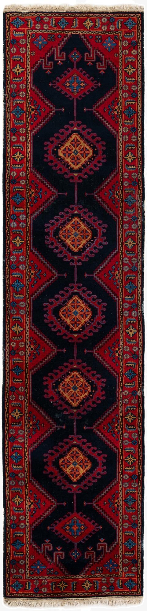  2' 10 x 12' 2  Hand Knotted Hamedan Persian Wool Runner Rug