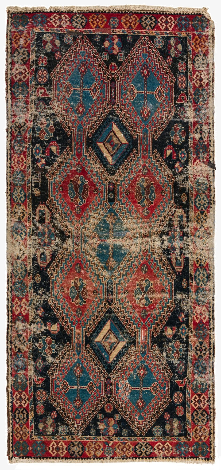  4' 4 x 9' 8  Hand Knotted Hamedan Persian Wool Runner Rug