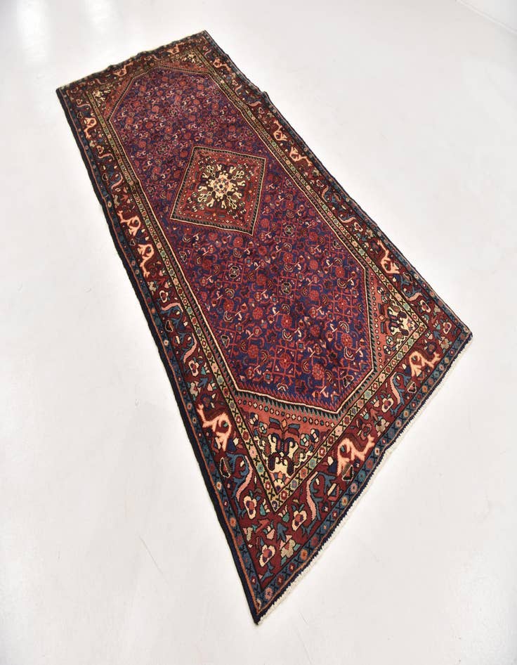 Detail image of  4' 10 x 10' 2  Hand Knotted Hossainabad Persian Wool Runner Rug