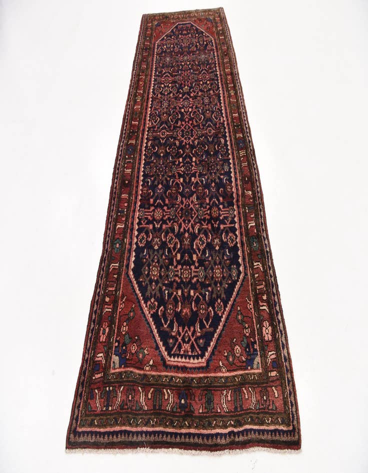 Detail image of  3' 9 x 9' 10  Hand Knotted Hossainabad Persian Wool Runner Rug