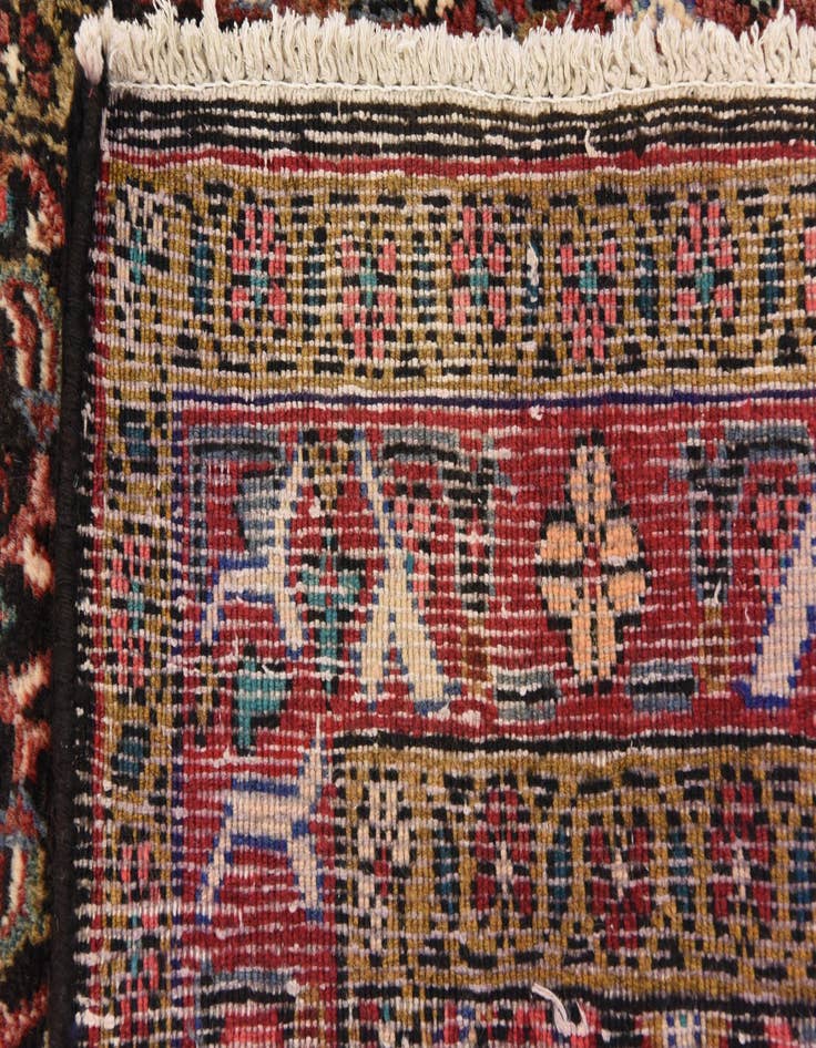 Detail image of 3' 4 x 9' 9 Hand Knotted Hossainabad Persian Wool Runner Rug