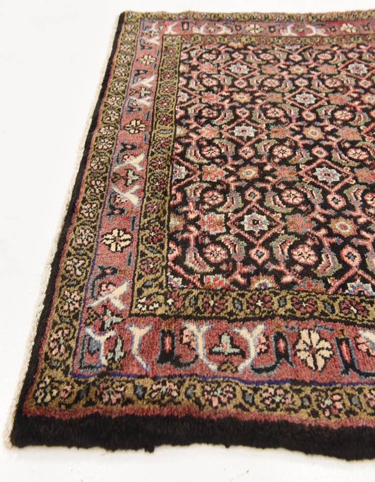 Detail image of 3' 4 x 9' 9 Hand Knotted Hossainabad Persian Wool Runner Rug