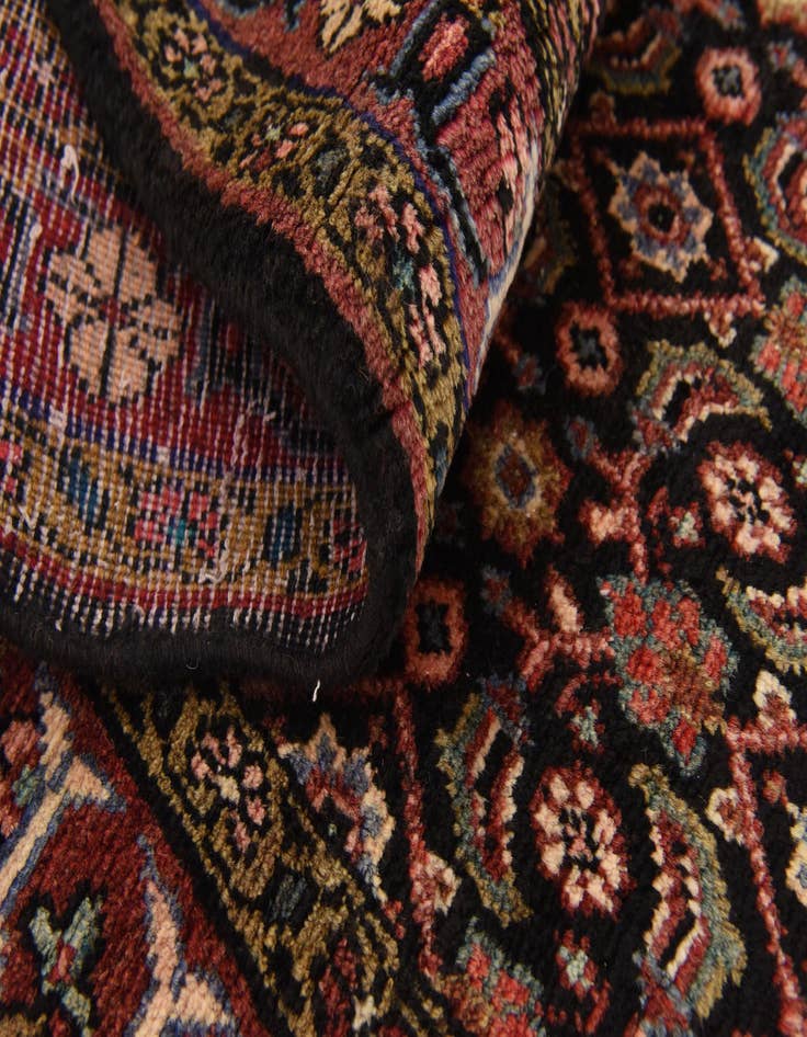 Detail image of 3' 4 x 9' 9 Hand Knotted Hossainabad Persian Wool Runner Rug