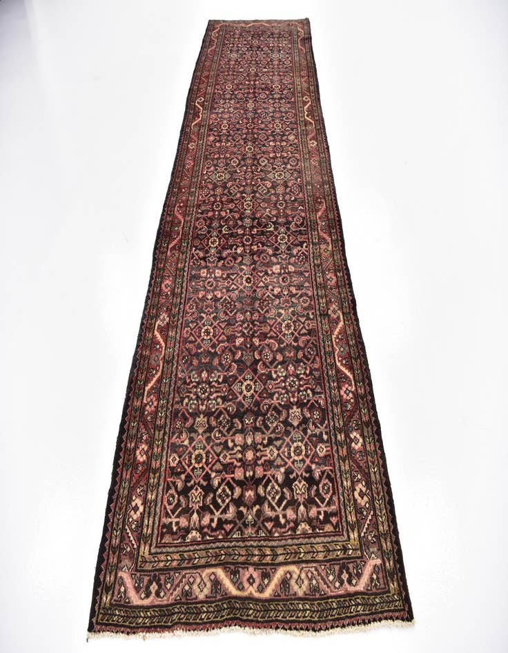 Detail image of  3' 8 x 11' 2  Hand Knotted Hossainabad Persian Wool Runner Rug