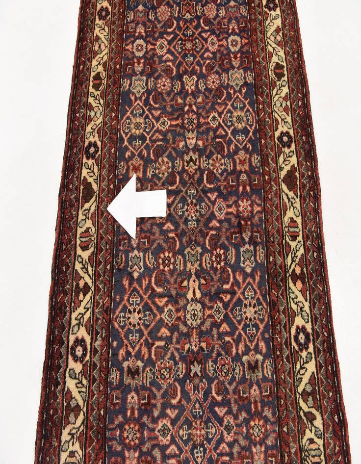 Detail image of 3' 6 x 9' 7 Hand Knotted Hossainabad Persian Wool Runner Rug