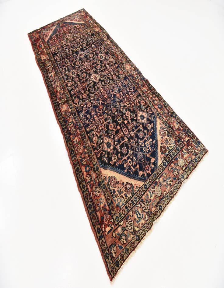 Detail image of  4' 3 x 9' 11  Hand Knotted Hossainabad Persian Wool Runner Rug