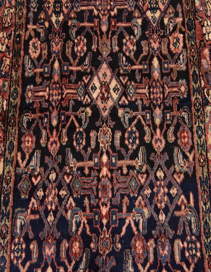 Detail image of  4' 3 x 9' 11  Hand Knotted Hossainabad Persian Wool Runner Rug