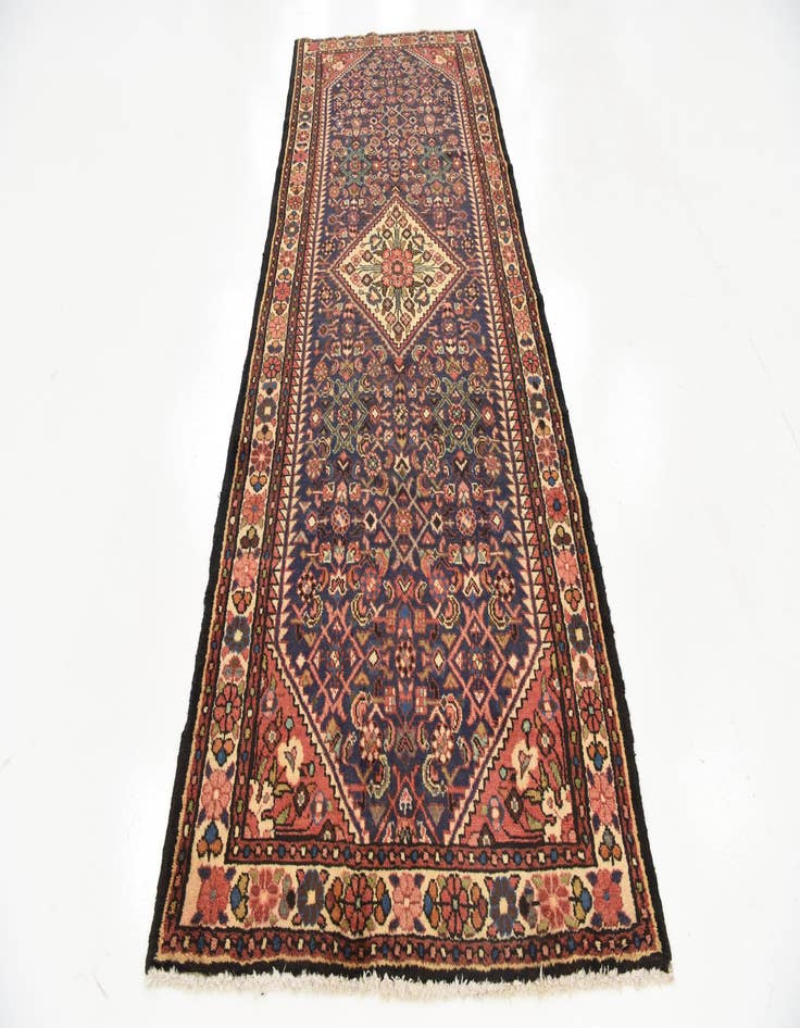 Detail image of  3' 9 x 9' 11  Hand Knotted Hossainabad Persian Wool Runner Rug