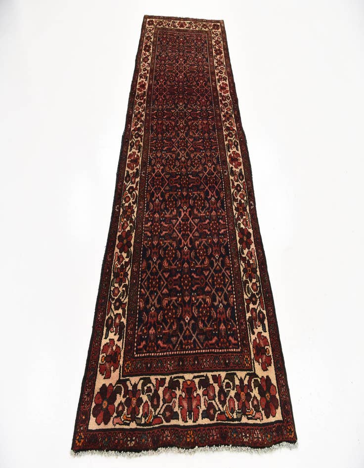 Detail image of  3' 5 x 9' 6  Hand Knotted Hossainabad Persian Wool Runner Rug