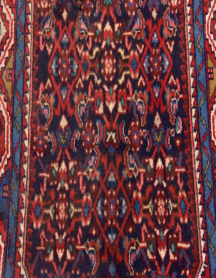Detail image of  3' 6 x 10'  Hand Knotted Hossainabad Persian Wool Runner Rug