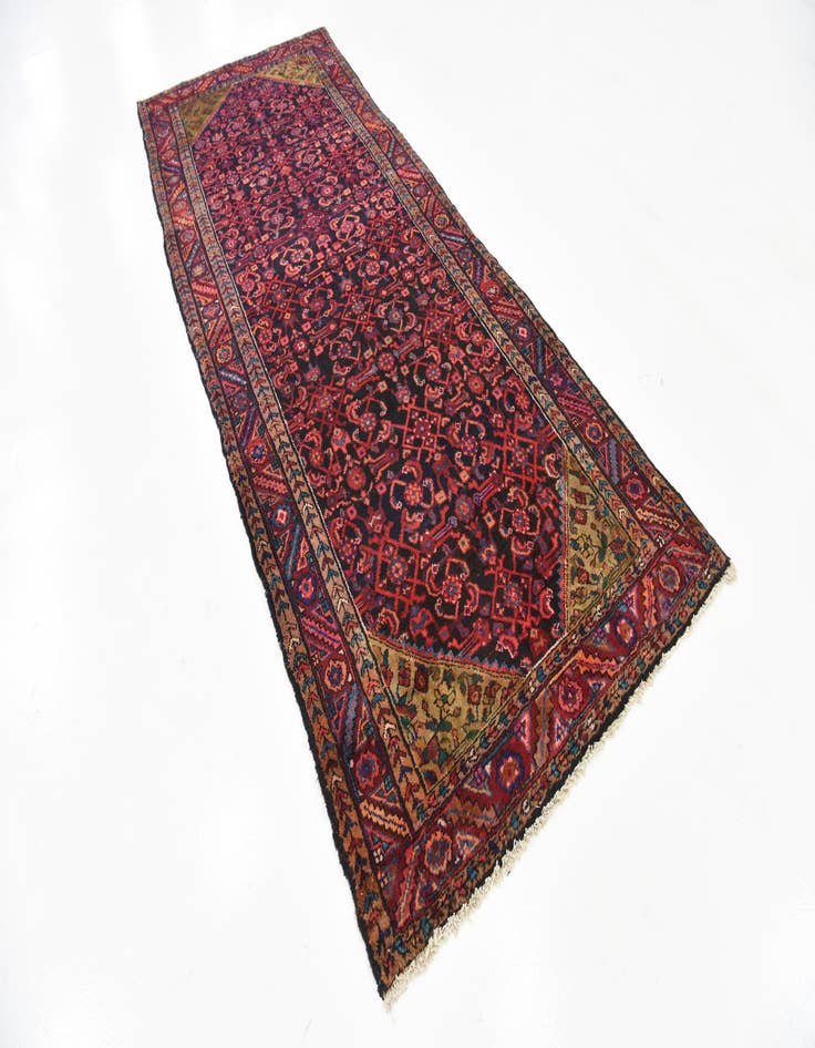 Detail image of 3' 11 x 10' Hand Knotted Hossainabad Persian Wool Runner Rug