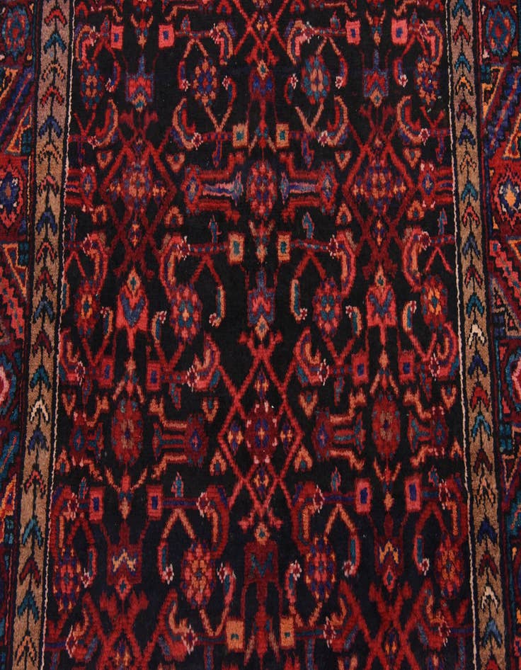 Detail image of 3' 11 x 10' Hand Knotted Hossainabad Persian Wool Runner Rug