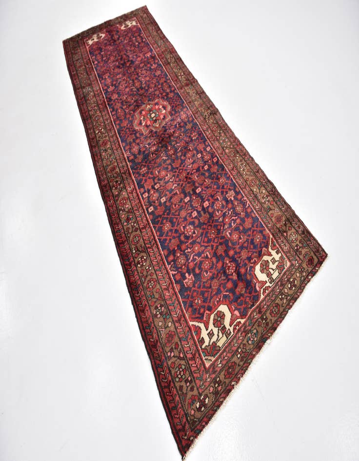 Detail image of  4' x 10' 2  Hand Knotted Hossainabad Persian Wool Runner Rug