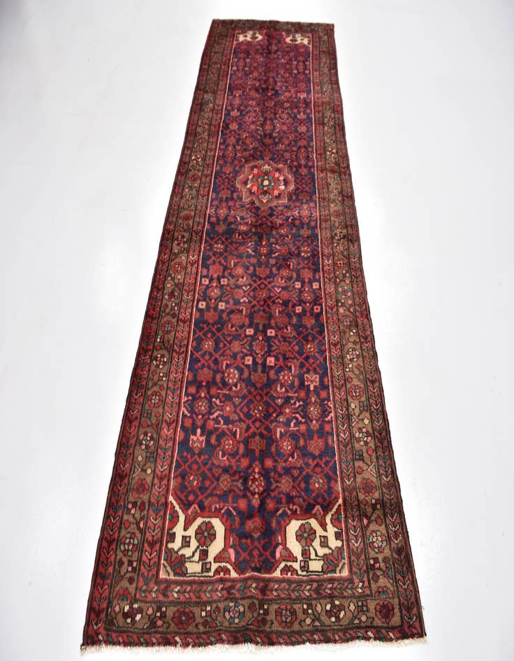 Detail image of  4' x 10' 2  Hand Knotted Hossainabad Persian Wool Runner Rug