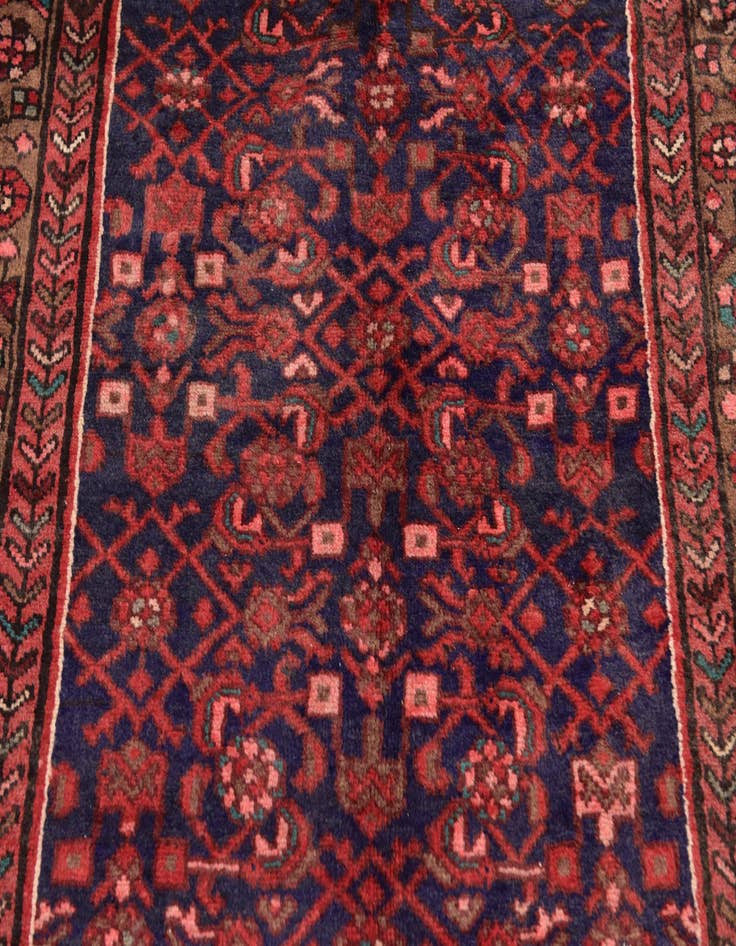 Detail image of  4' x 10' 2  Hand Knotted Hossainabad Persian Wool Runner Rug