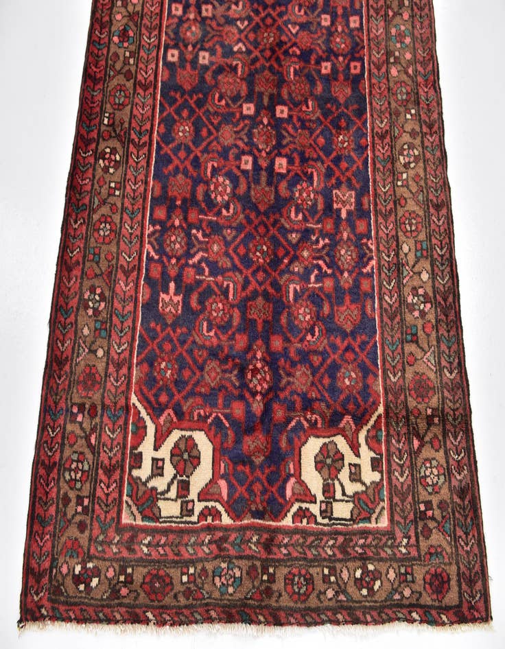 Detail image of  4' x 10' 2  Hand Knotted Hossainabad Persian Wool Runner Rug