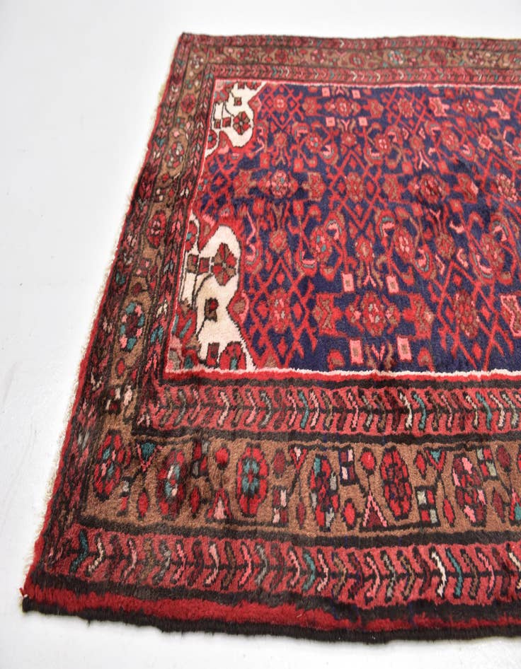 Detail image of  4' x 10' 2  Hand Knotted Hossainabad Persian Wool Runner Rug