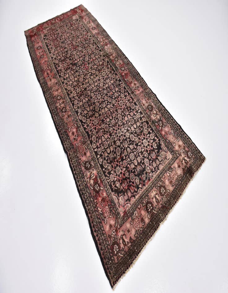 Detail image of  4' 2 x 10' 3  Hand Knotted Hossainabad Persian Wool Runner Rug