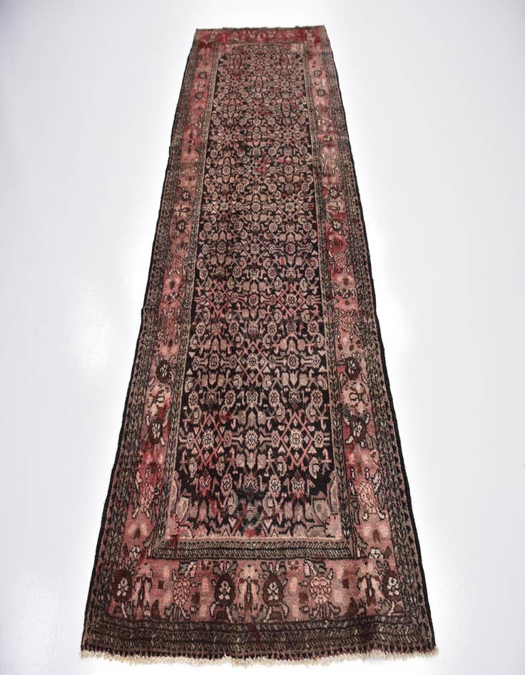 Detail image of  4' 2 x 10' 3  Hand Knotted Hossainabad Persian Wool Runner Rug