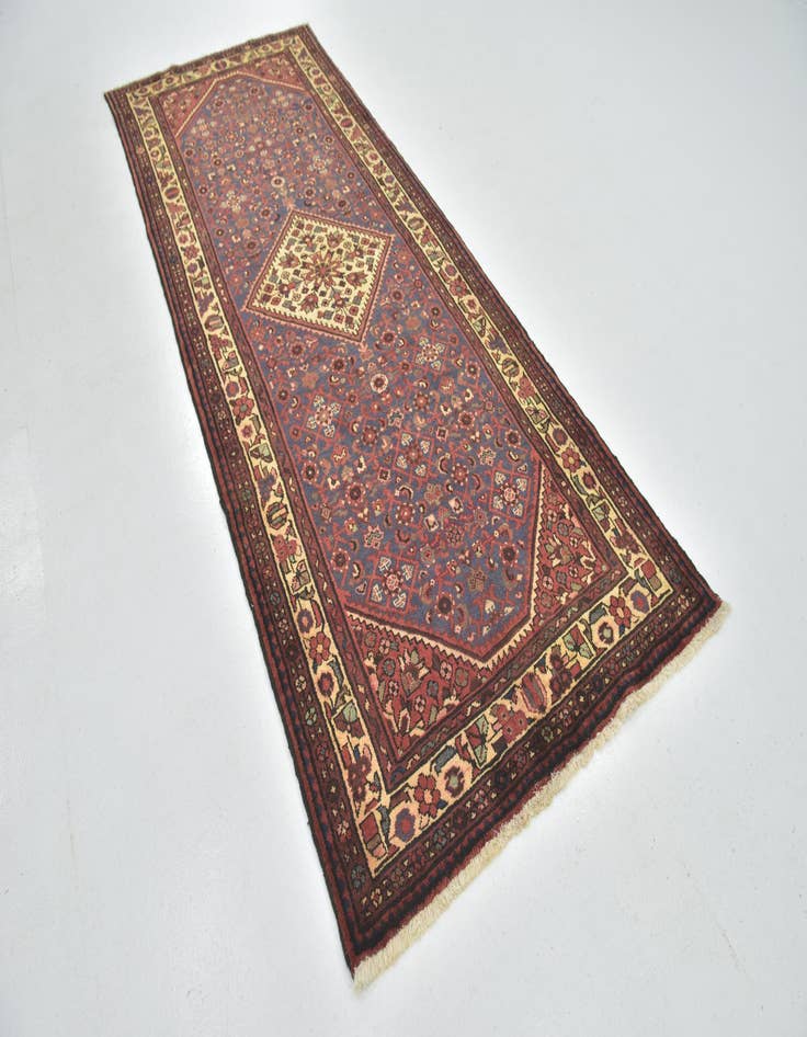 Detail image of 3' 10 x 9' 10 Hand Knotted Hossainabad Persian Wool Runner Rug