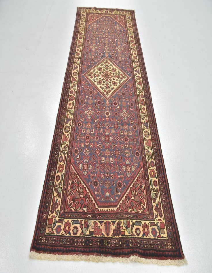 Detail image of 3' 10 x 9' 10 Hand Knotted Hossainabad Persian Wool Runner Rug