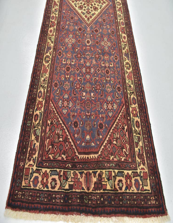 Detail image of 3' 10 x 9' 10 Hand Knotted Hossainabad Persian Wool Runner Rug