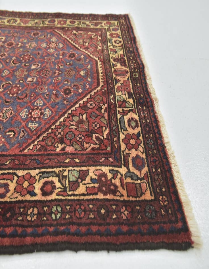 Detail image of 3' 10 x 9' 10 Hand Knotted Hossainabad Persian Wool Runner Rug