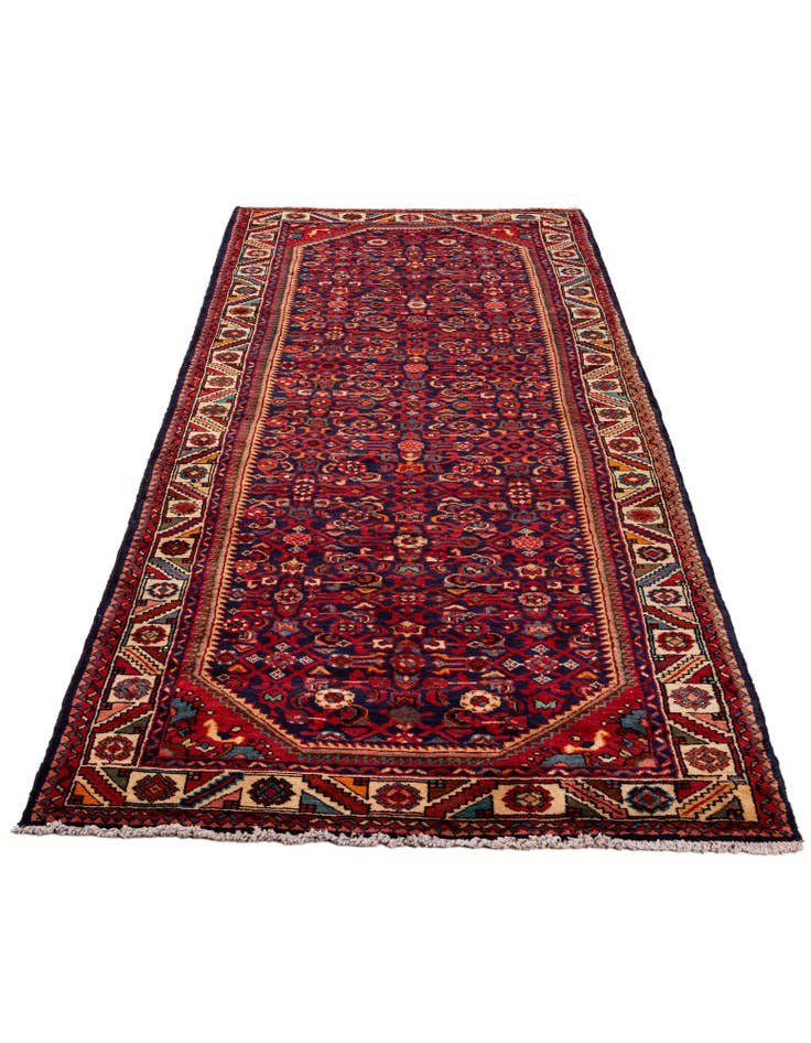 Detail image of  4' x 10' 8  Hand Knotted Hossainabad Persian Wool Runner Rug