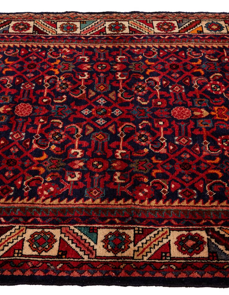 Detail image of  4' x 10' 8  Hand Knotted Hossainabad Persian Wool Runner Rug