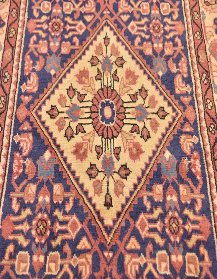 Detail image of 3' 6 x 10' 2 Hand Knotted Hossainabad Persian Wool Runner Rug