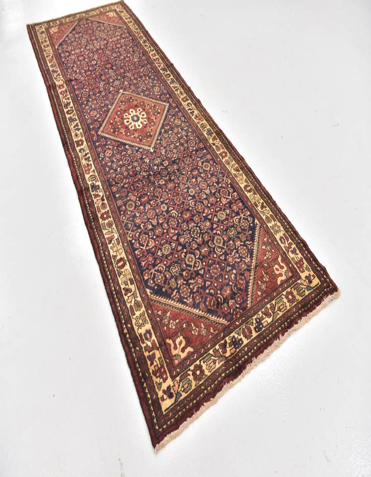 Detail image of  3' 10 x 11'  Hand Knotted Hossainabad Persian Wool Runner Rug