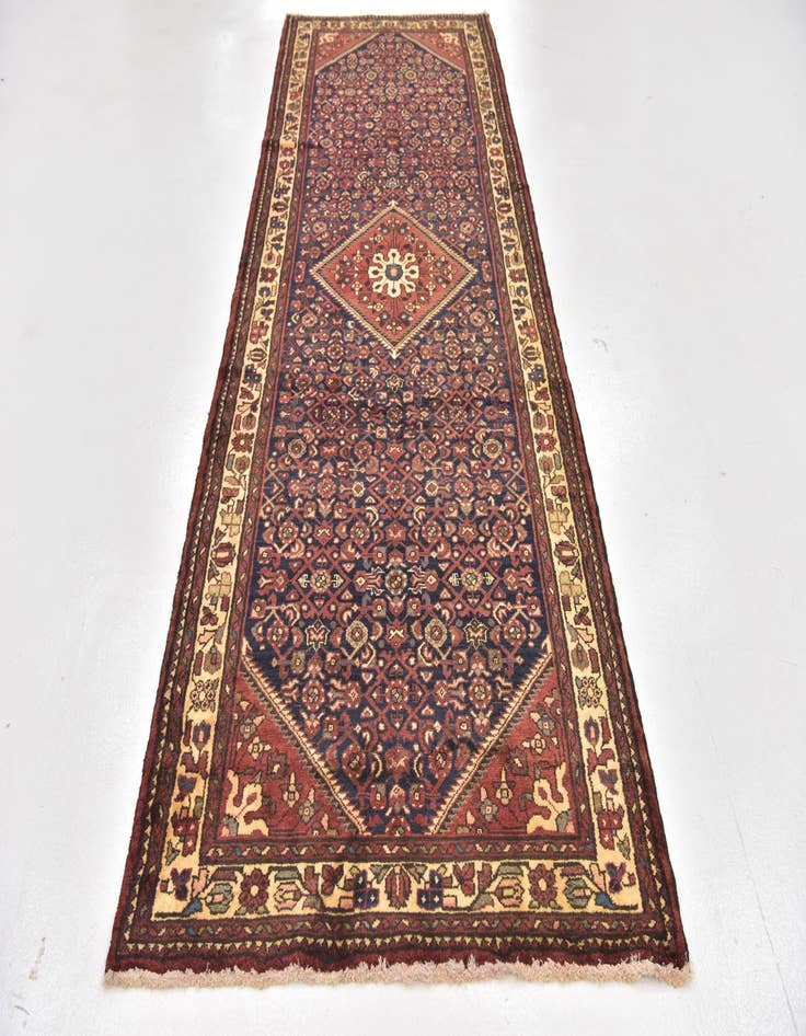 Detail image of  3' 10 x 11'  Hand Knotted Hossainabad Persian Wool Runner Rug