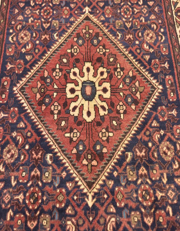 Detail image of  3' 10 x 11'  Hand Knotted Hossainabad Persian Wool Runner Rug