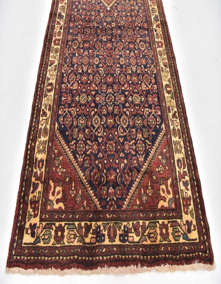 Detail image of  3' 10 x 11'  Hand Knotted Hossainabad Persian Wool Runner Rug