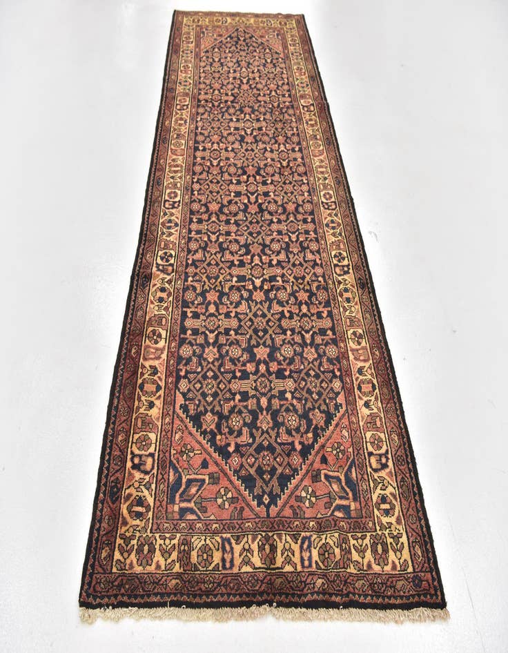 Detail image of  3' 9 x 9' 10  Hand Knotted Hossainabad Persian Wool Runner Rug