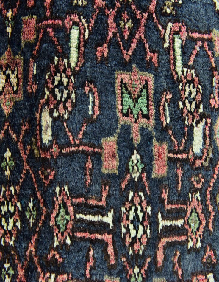 Detail image of  4' x 10' 5  Hand Knotted Hossainabad Persian Wool Runner Rug