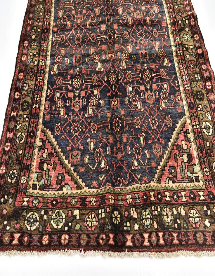 Detail image of  4' x 10' 5  Hand Knotted Hossainabad Persian Wool Runner Rug