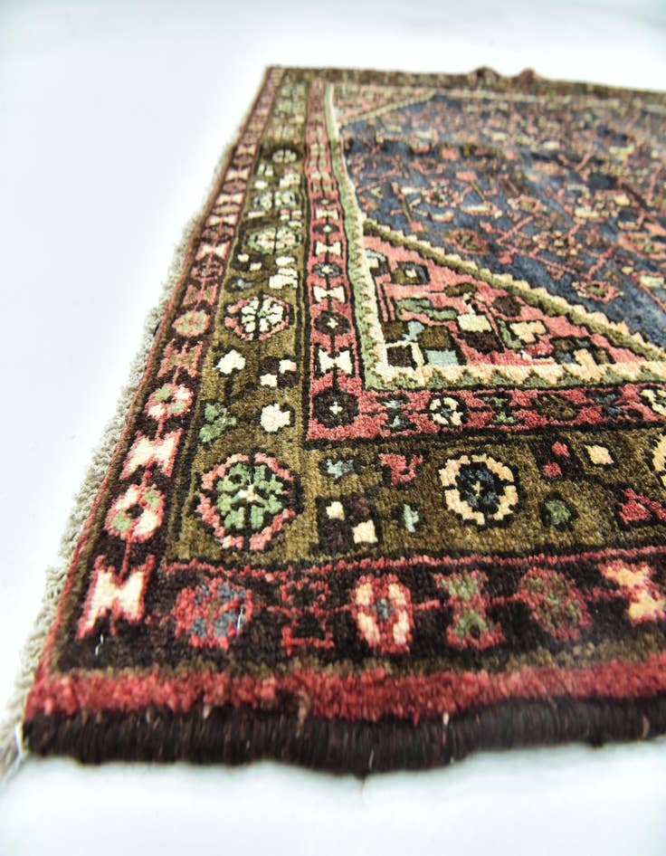 Detail image of  4' x 10' 5  Hand Knotted Hossainabad Persian Wool Runner Rug