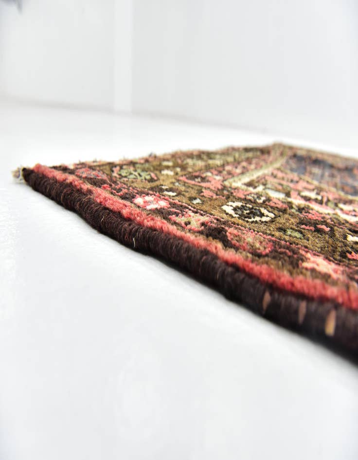 Detail image of  4' x 10' 5  Hand Knotted Hossainabad Persian Wool Runner Rug