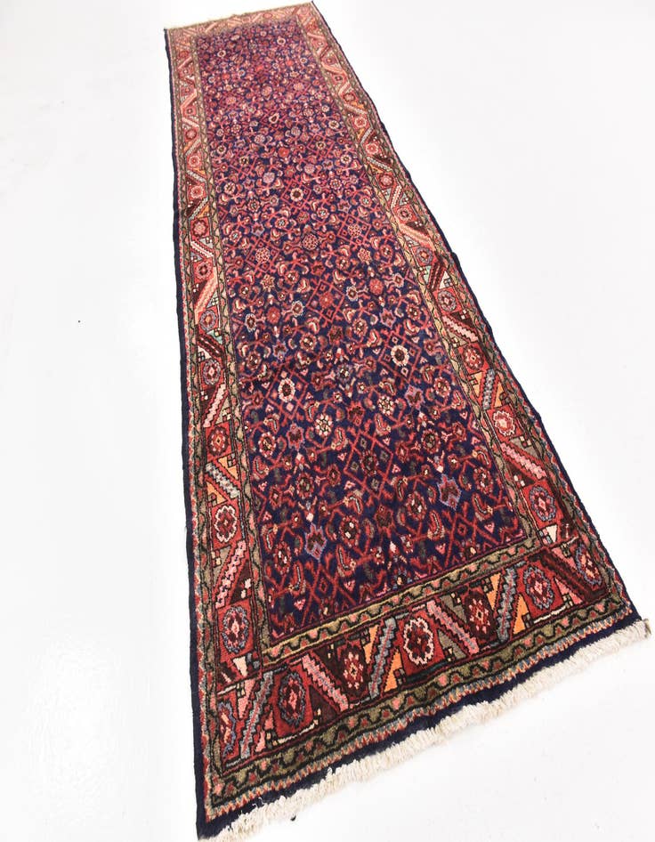 Detail image of  3' 7 x 10' 6  Hand Knotted Hossainabad Persian Wool Runner Rug