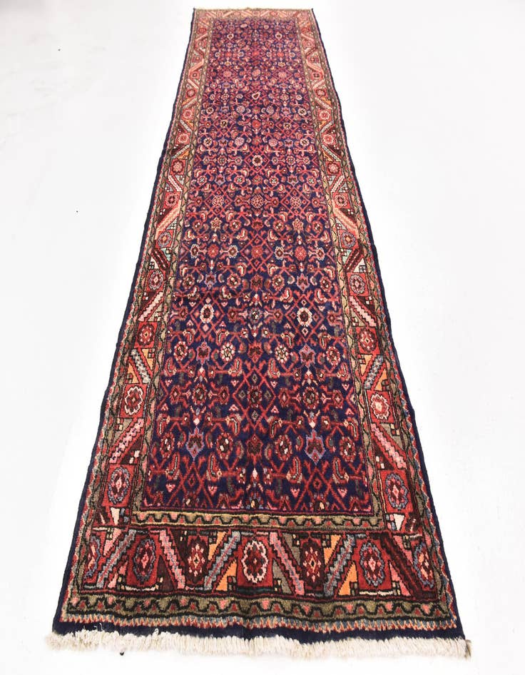 Detail image of  3' 7 x 10' 6  Hand Knotted Hossainabad Persian Wool Runner Rug